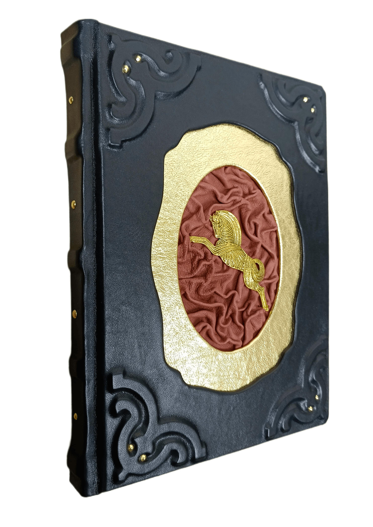 Книга подарочная "Лошади. Самая полная энциклопедия" в кожаном переплете ручной работы (отделка коричневой кожей) — изображение 6