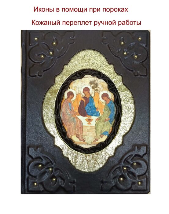 Подарочная книга в кожаном переплете "Иконы в помощь при пороках"