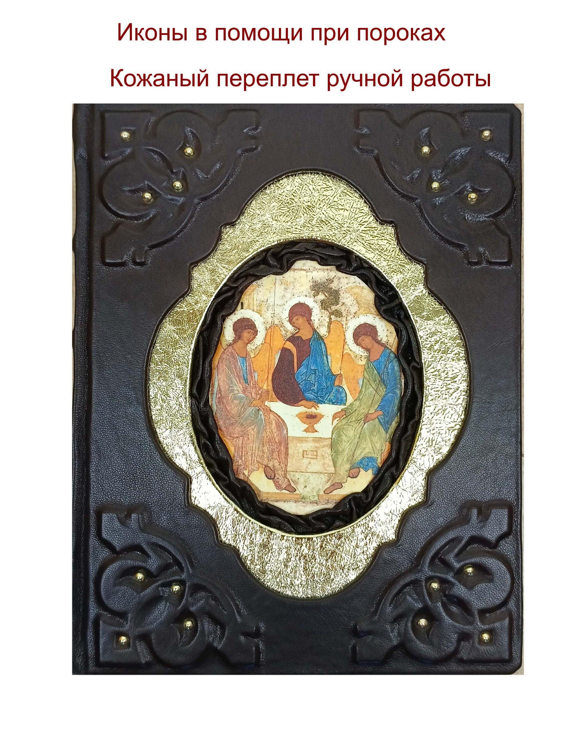 Подарочная книга в кожаном переплете "Иконы в помощь при пороках"